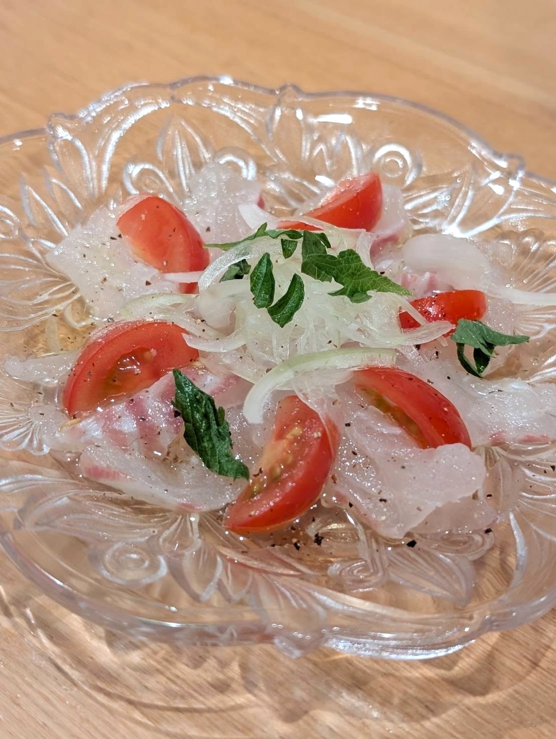 まるごと国産かけたら酢のものを使った、クリスマスレシピ🎄真鯛のカルパッチョ🐟🎄の画像